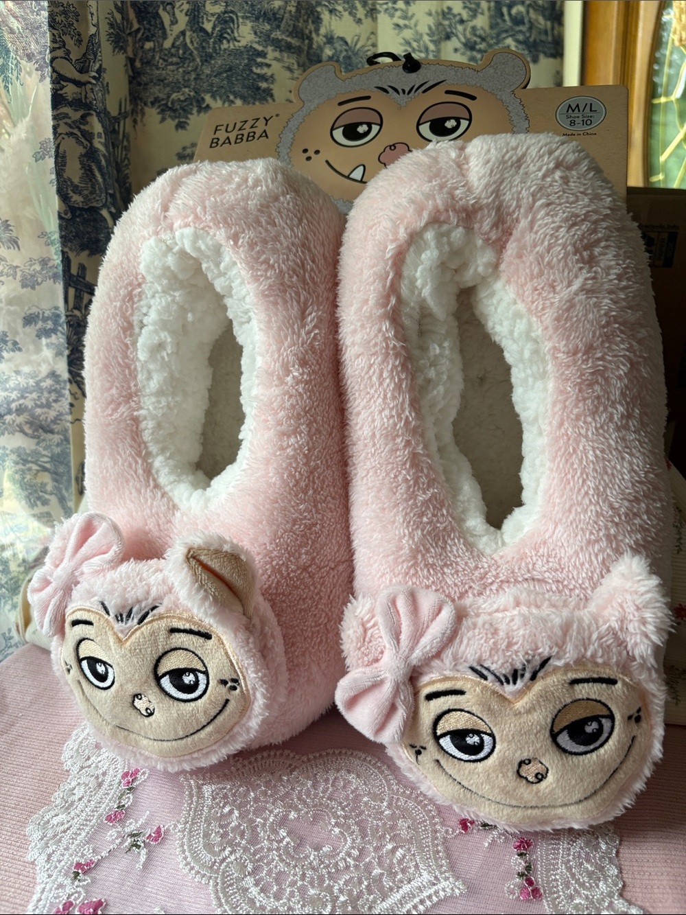 Fuzzy Babba Women's Pink Plush Slipper Ballet Flats